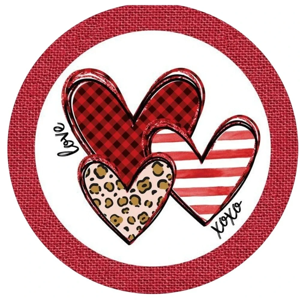 NEW Red White Hearts Leopard XOXO Metal Sign 12